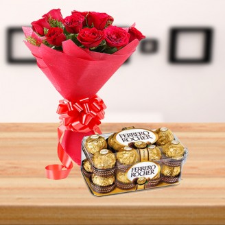 Ferrero and rose love Flower bunch Delivery Jaipur, Rajasthan