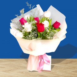 Beautiful bunch of pink and red roses