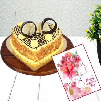 Butterscotch cake with women's day greeting card Women’s day  Delivery Jaipur, Rajasthan