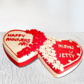 Double heart shape anniversary cake Online Cake Delivery Delivery Jaipur, Rajasthan