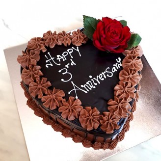 Heart shape cake with rose on top Online Cake Delivery Delivery Jaipur, Rajasthan