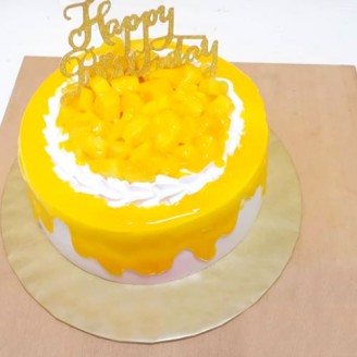 Mango cake with birthday topper Online Cake Delivery Delivery Jaipur, Rajasthan