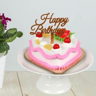 Pineapple cake with happy birthday topper Online Cake Delivery Delivery Jaipur, Rajasthan
