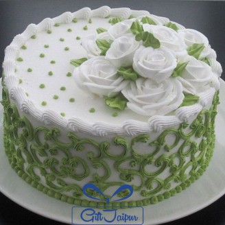Flowery design cream cake Online Cake Delivery Delivery Jaipur, Rajasthan