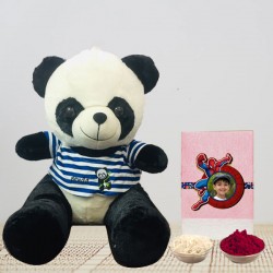Panda with customized photo rakhi for kids