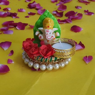 Designer tea light candle Diwali diya with ganesha idol Diwali Delivery Jaipur, Rajasthan