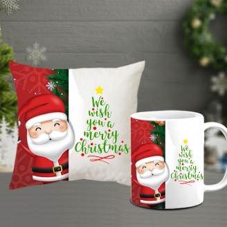 We wish you a merry christmas cushion and mug Christmas Gifts Delivery Jaipur, Rajasthan