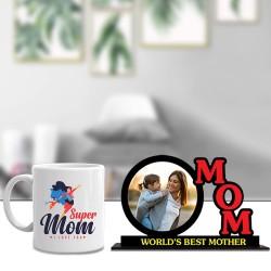 Mom table top with supermom white mug