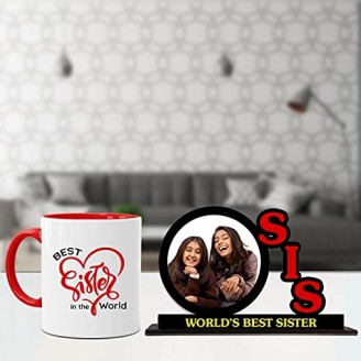 Sis table top with best sister mug Gifts for sister Delivery Jaipur, Rajasthan