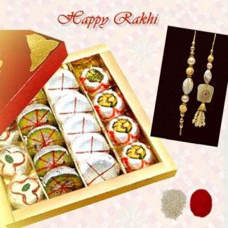 mawa sweet with rakhi and roli chawala Rakhi Gifts Delivery Jaipur, Rajasthan