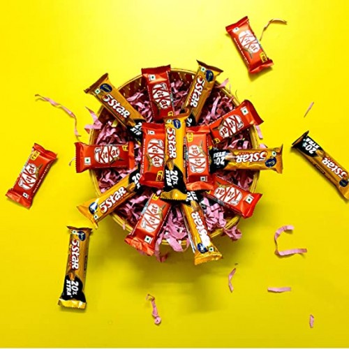 Send Kitkat and 5 star chocolate basket online by GiftJaipur in Rajasthan