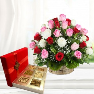 Dry fruits and Flowers combo from GiftJaipur Gift Hampers Delivery Jaipur, Rajasthan