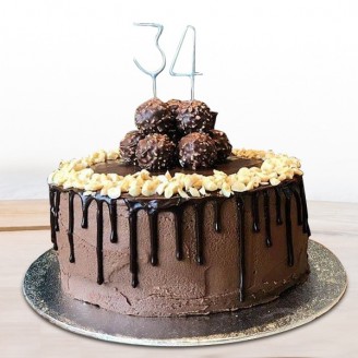 Chocolate cake with ferrero and numbers on top Online Cake Delivery Delivery Jaipur, Rajasthan