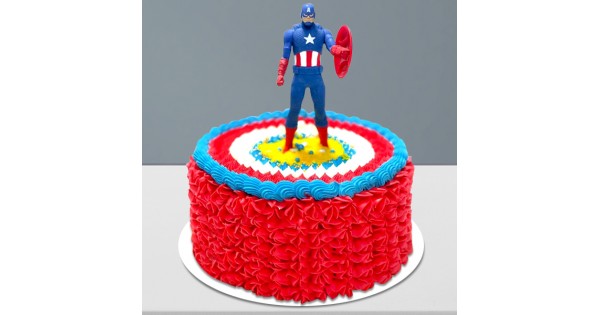 Baby Captain America Cake Topper, Food & Drinks, Homemade Bakes on Carousell