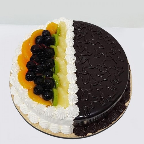 Send chocolate and fruit mix flavor cake Online Free Delivery Gift