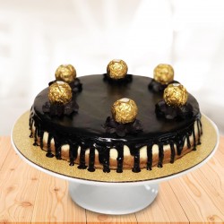 Chocolate cake with ferrero rochers on top