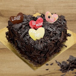 Crispy romantic heart shape chocolate cake