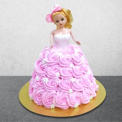 Send doll cake for girls online by GiftJaipur in Rajasthan