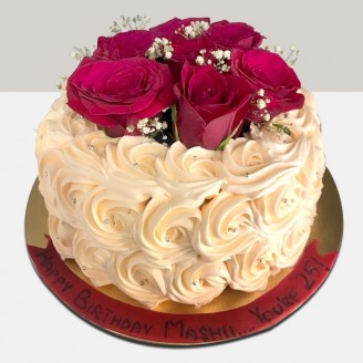 Floral cake with roses on top Online Cake Delivery Delivery Jaipur, Rajasthan
