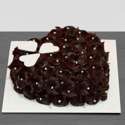 Floral design heart shape chocolate cake