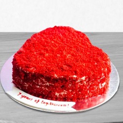 Happy anniversary heart shape red velvet cake