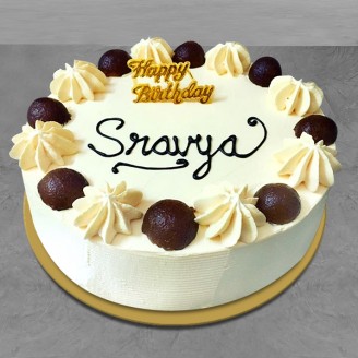 Happy birthday cake with gulab jamun topping Online Cake Delivery Delivery Jaipur, Rajasthan