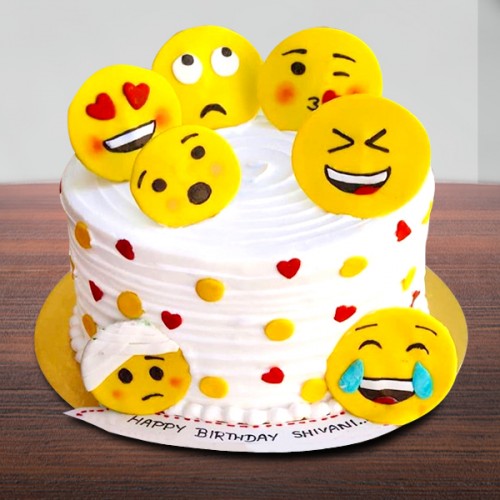 Send happy birthday emoji cake online by GiftJaipur in Rajasthan