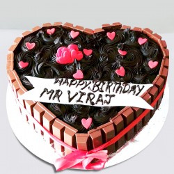 Happy birthday heart shape kitkat chocolate cake
