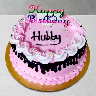 Happy birthday hubby strawberry cake Online Cake Delivery Delivery Jaipur, Rajasthan
