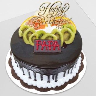 Happy birthday papa choco vanilla cake with fruit topping Online Cake Delivery Delivery Jaipur, Rajasthan