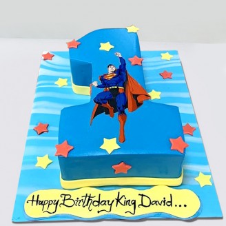Happy birthday superman theme number photo cake Online Cake Delivery Delivery Jaipur, Rajasthan