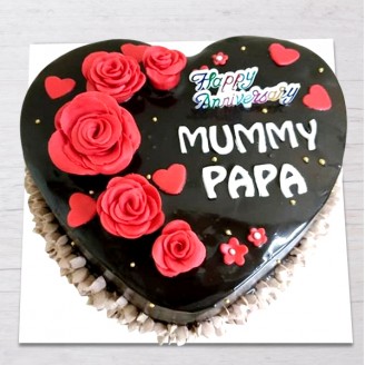 Heart shape chocolate cake for parents anniversary Online Cake Delivery Delivery Jaipur, Rajasthan