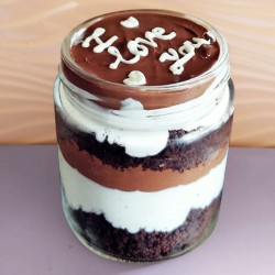 I love you chocolate vanilla jar cake