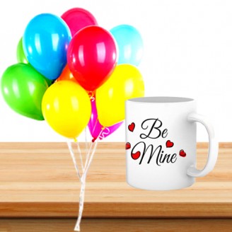 Balloons with be mine mug Delivery Jaipur, Rajasthan