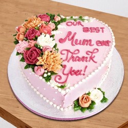 Best mum ever heart shape flowery cake
