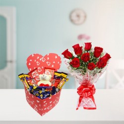 Hearty chocolates with flowers