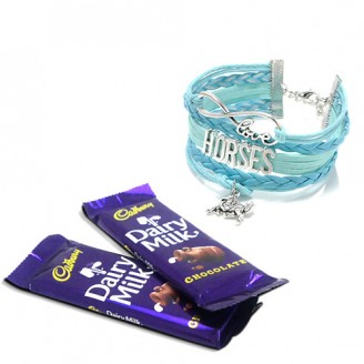 Dairy milk with love horses bracelet Gift for her  Delivery Jaipur, Rajasthan