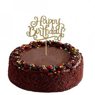 Beautiful chocolate cake with happy birthday topper Online Cake Delivery Delivery Jaipur, Rajasthan