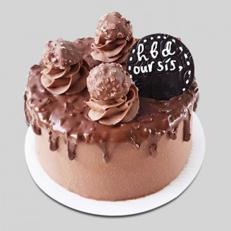 Chocolate cake for sister birthday with ferrero rocher topping Online Cake Delivery Delivery Jaipur, Rajasthan