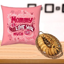 I love you mom cushion with cookies basket