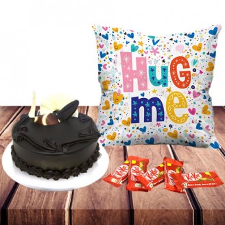 Cushion with cake and kitkat Gift for her  Delivery Jaipur, Rajasthan