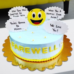 Farewell cake with emoji design on top