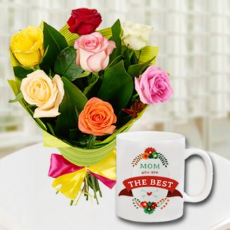 Mom you are the best mug with flowers Flowers N Mug Delivery Jaipur, Rajasthan