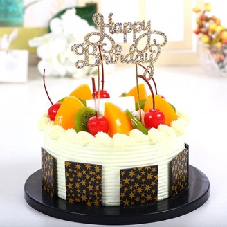 Fruit cake with happy birthday topper Online Cake Delivery Delivery Jaipur, Rajasthan