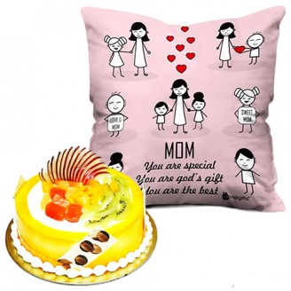 Fruit cake with mom special cushion Mothers Day Special Delivery Jaipur, Rajasthan