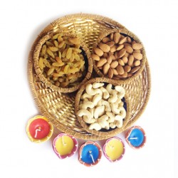 Dry Fruits Basket with Diyas