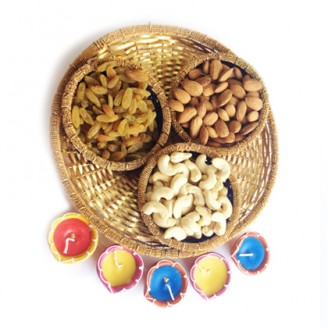 Dry Fruits Basket with Diyas Delivery Jaipur, Rajasthan