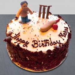 Happy birthday black forest cricket cake for boys