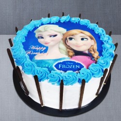 Happy birthday frozen princess photo cake for girls