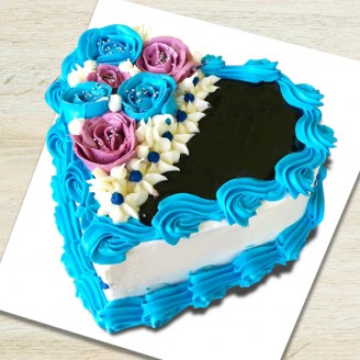 Heart shape cake with flower design topping Online Cake Delivery Delivery Jaipur, Rajasthan